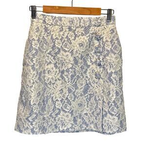 MSGM Milano Blue & White Floral Lace Mini Skirt - size 40 (US Medium)